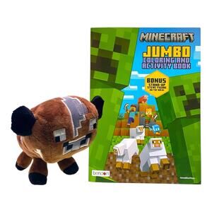 Minecraft Gift Set | Ravager Plush Toy + Jumbo Coloring & Activity Book for Kids